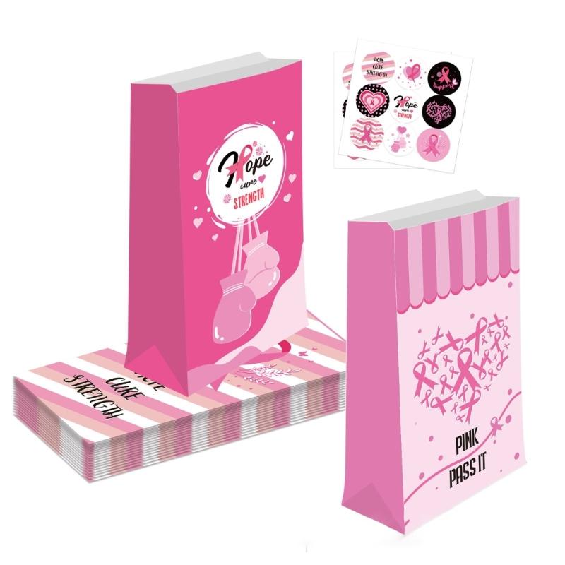 Pink Ribbon Awareness Sticker Decorative Sticker Breasts Cancer Awareness Labels for Event Gift Letter Package Sealing