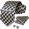 Набор для Мужчин: клетчатый галстук 8,5 см, клип и запонки в клетку