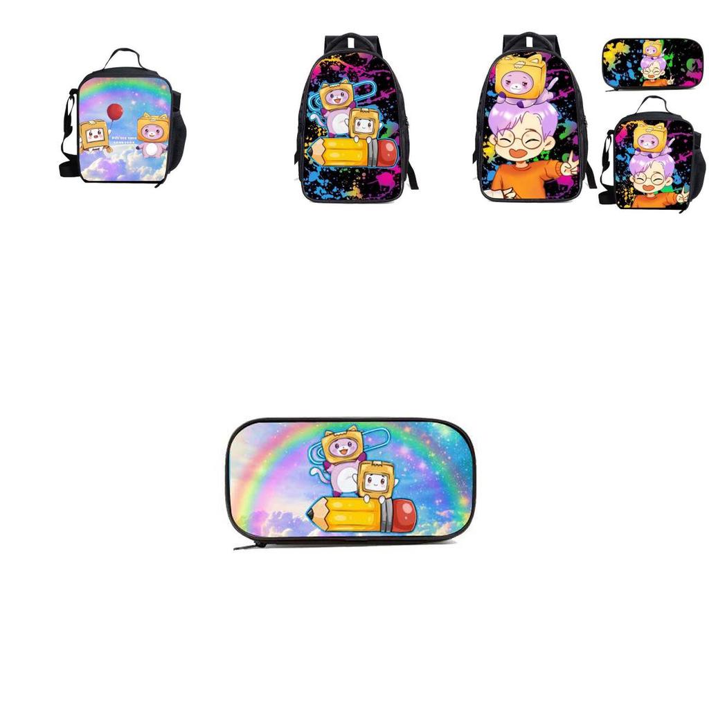 Lankybox Cartoon Lunch Bag Set 3 Piece Shoulder Backpack Package