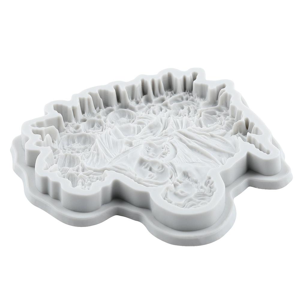 Силиконовая форма Иисус Семейство Иисуса Формы для мастики Инструменты для украшения торта Топпер для кекса Конфета Смола Глина Шоколад Форма для гампасты