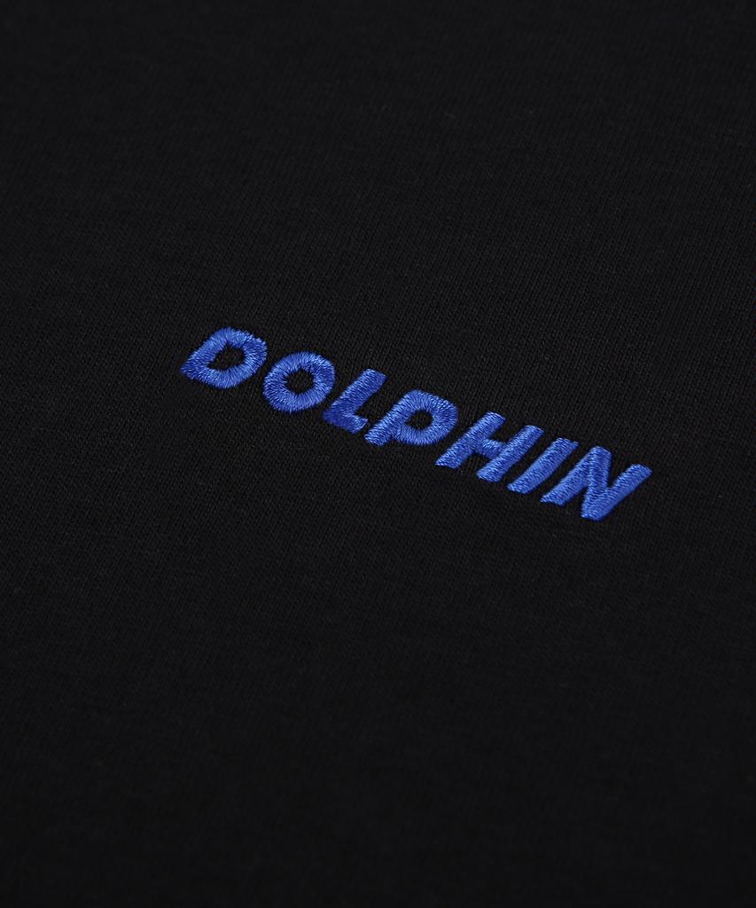 DOLPHIN WAVE APPAREL Черная футболка с коротким рукавом и вышитым логотипом DOLPHIN WAVE