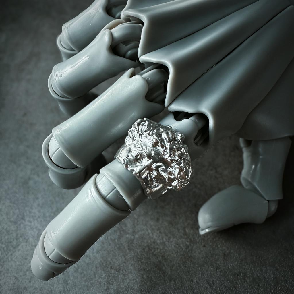 Ретро Полулицо Давид Регулируемое Открытое Кольцо Для Мужчин Панк Готика Дерзкий Медь Циркон Унисекс Аксессуары Искусство Ренессанса Подарок