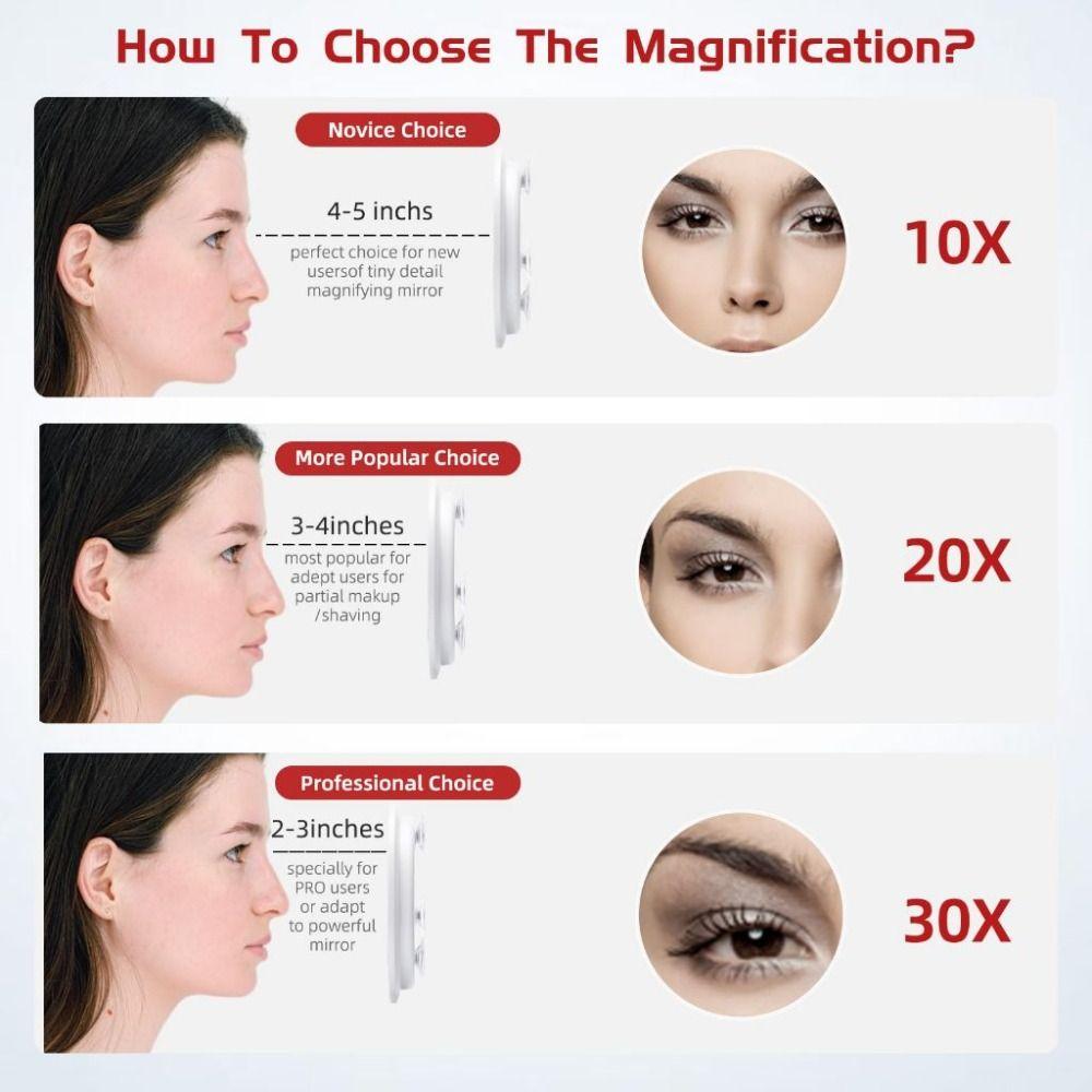 30X Makeup Magnifying Mirror Round Vanity Mirror Portable Travel Magnified Mirror  Desktop