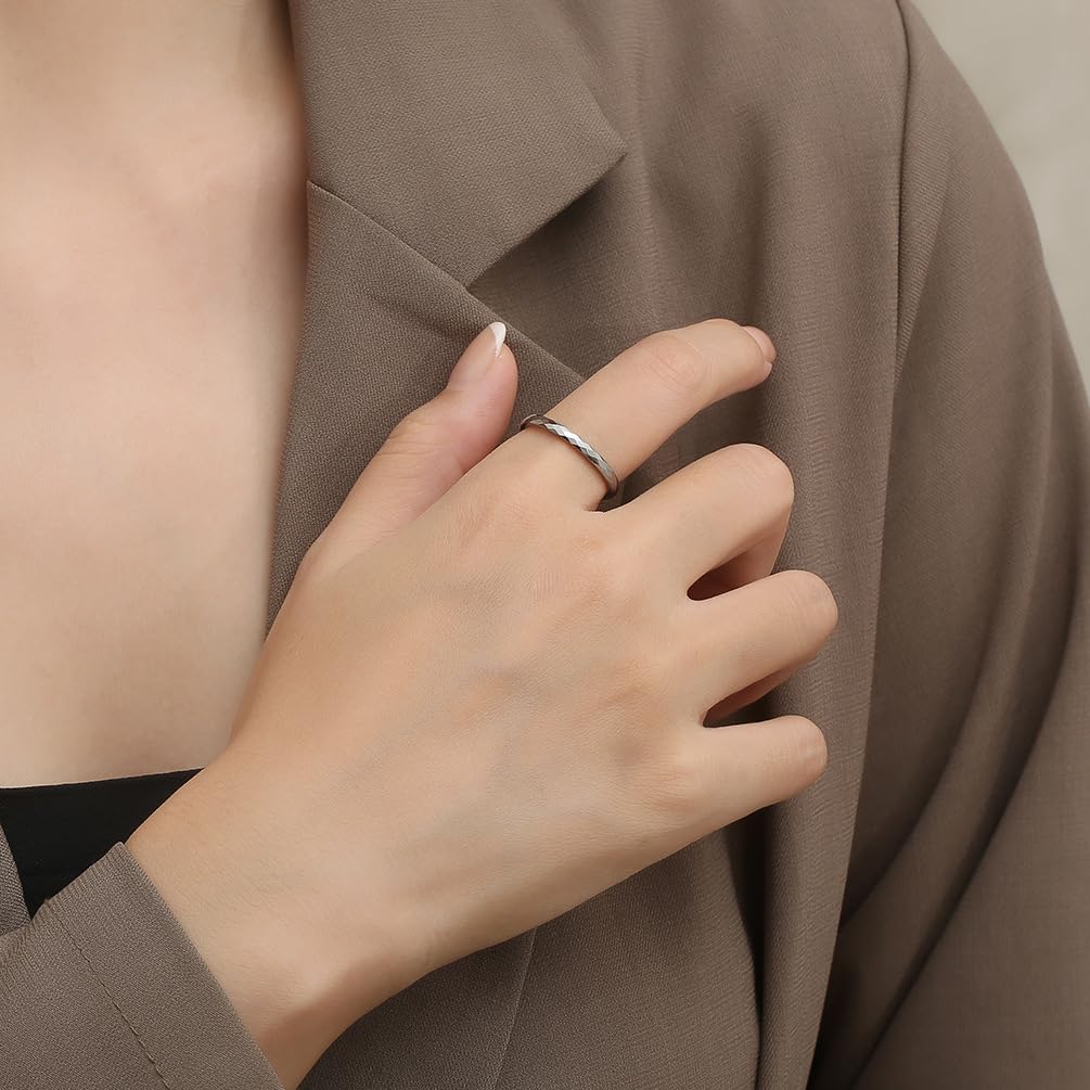 Ювелирное изделие простое вольфрамовое кольцо размер 2 мм на мизинец зеркальное матовое кольцо, выбранное женихом [Rockyu] бренд, кольцо, мужское, женское, серебряное, 10, ромбовидное,