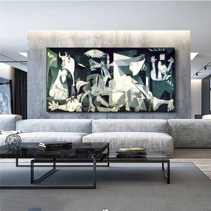 Знаменитая картина Пикассо «Герника», картина на холсте, постер, репродукция, украшение для гостиной, настенная классическая художественная картина