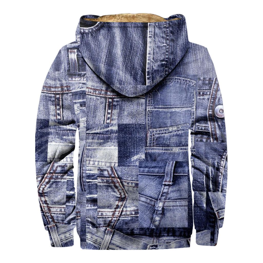 Мужской индивидуальный повседневный свитер на молнии с длинным рукавом и принтом, толстый хлопковый костюм, зимний костюм