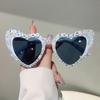 Солнцезащитные очки в форме сердца Женские Стильные Подарок на день рождения Очки с горным хрусталем и жемчугом Модный дизайн Ручной работы