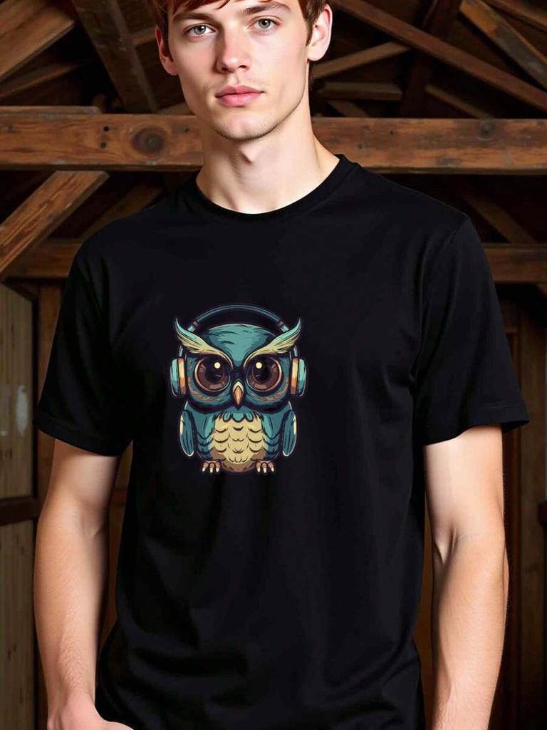 Natee Local Warehouse Permission Music Lovers Owl Graphic Unisex T-Shirt