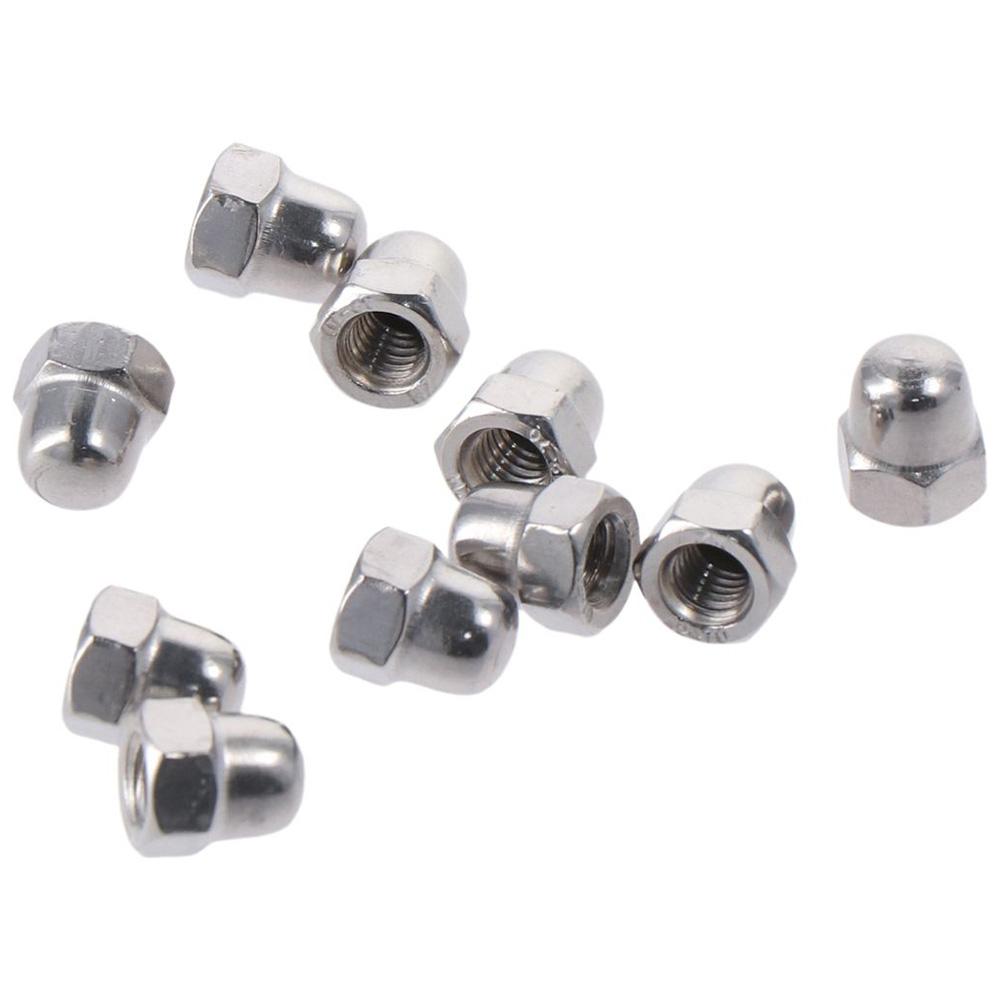 10Pcs 304 Stainless Steel Acorn Hex Cap M6 Thread Dia Acorn Cap Nuts Dome Head Nuts Fasteners
