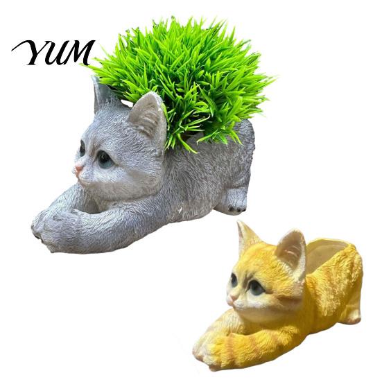 Resin Animal Flower Pot Creative Cat Planter, Cute Lying for Garden Window Sill Plant Holder Yard, Adorable Holder, Indoor Outdoor Home Desk