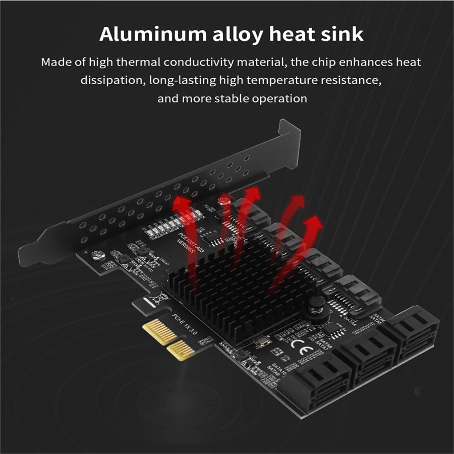 SATA PCIE 1X Adapter 10 Ports PCIE X4 X8 X16 To SATA 3.0 6Gbps Interface Rate Riser Expansion Card for Desktop PC Computer Converter Supports 32TB