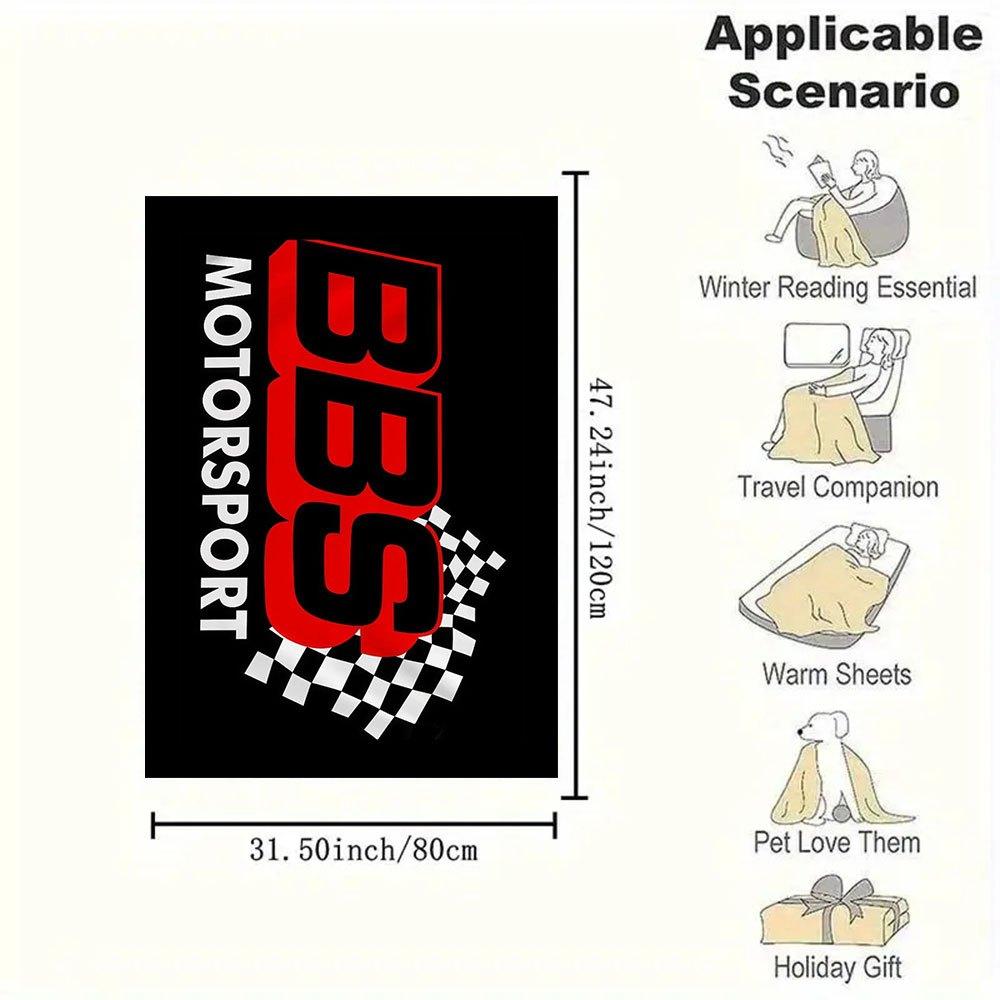 BBS Motorsport Racing Wheel Checkered Flag Sticker DecalBlanket Flannel Throw Blanket for Sofa, Bed, Travel, Camping, Office, Couch, Chair,