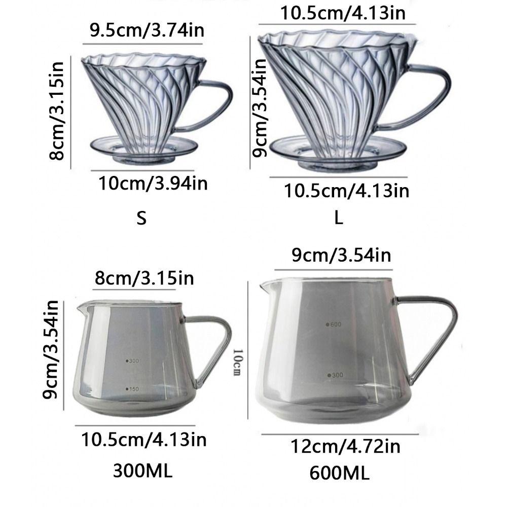 Glass Coffee Filter Pot 60 Degree Coffee Carafe Coffee Server V-shape Funnel  Pour Over Coffee