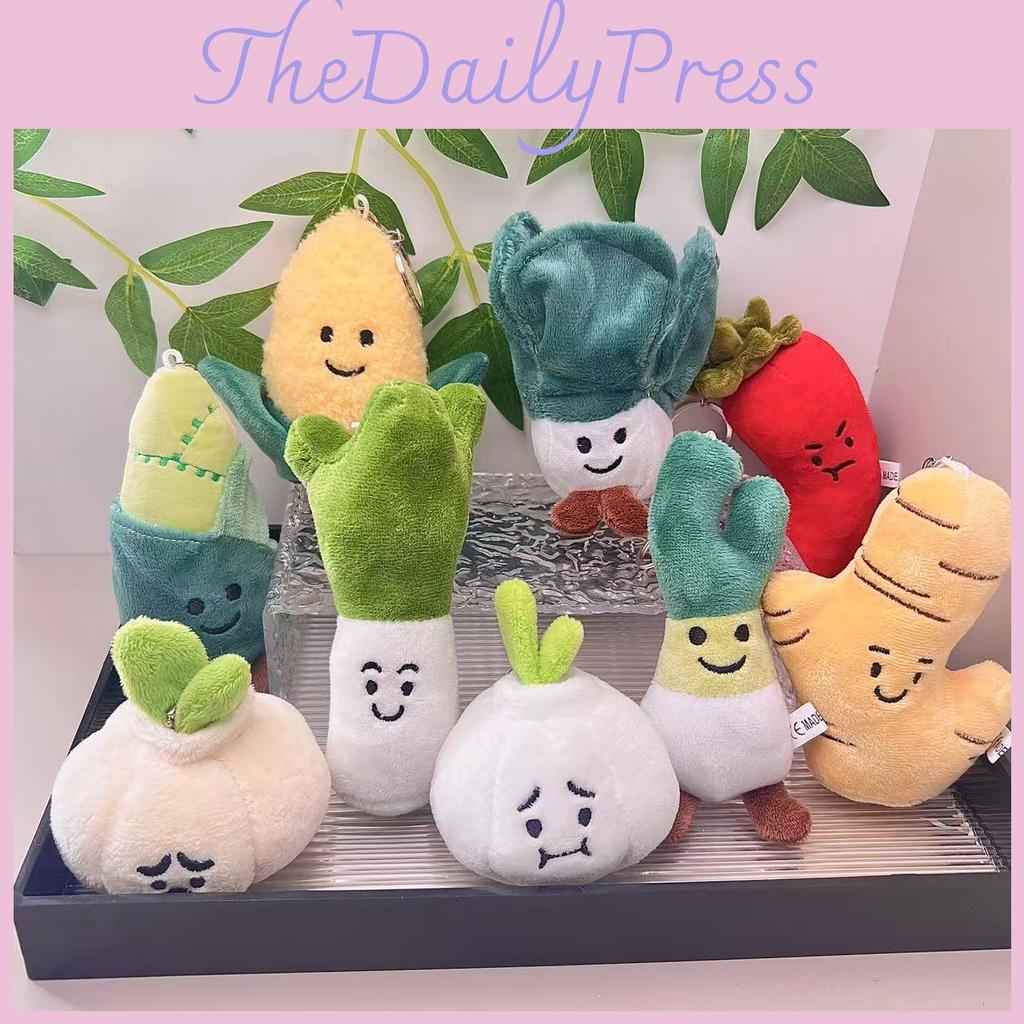 Cute And Soft Plush Vegetable Keychain Toys Including Garlic Onion Chili And Corn Characters
