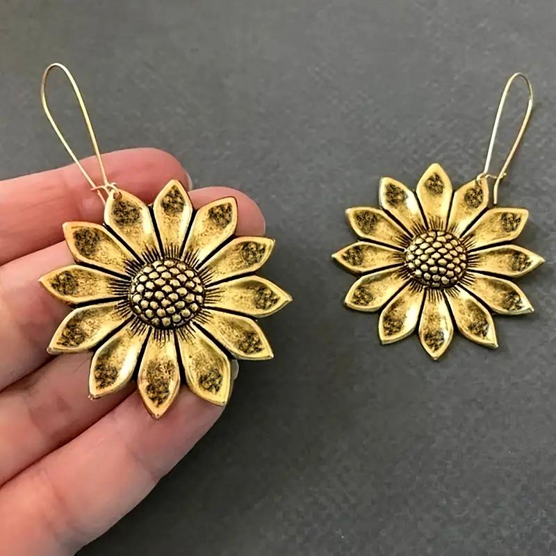 Нежные серьги-подвески в виде подсолнуха Хуэйтань, женские украшения на годовщину, изысканные цветочные аксессуары в металлическом стиле для женщин