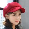 Ladies Beret Short Brim Plush Retro Dome Solid Color Headpiece Lightweight English Style Octagonal Cap Peaked Cap for Shopping Travel Dating