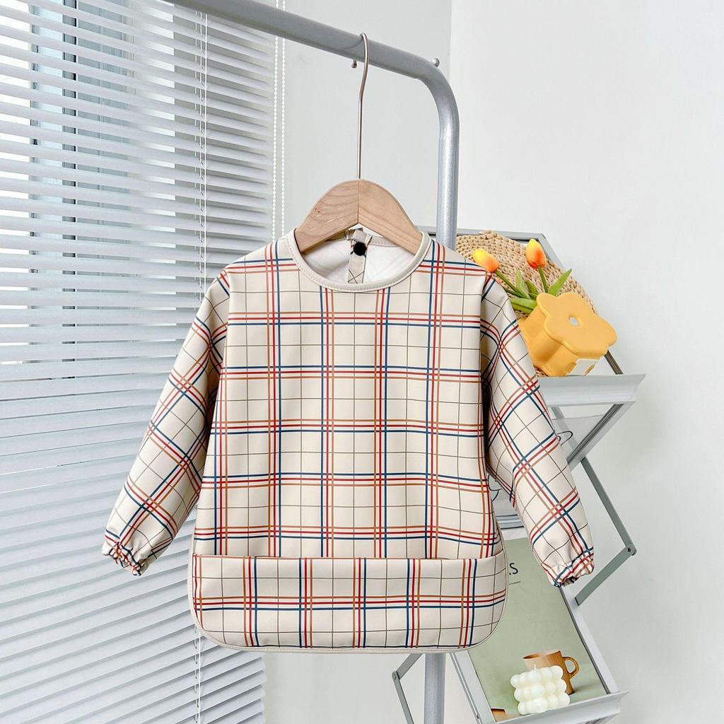 Reversible Waterproof Baby Smock & Bib - Denmark Painting Apron & Food Catcher Coverall