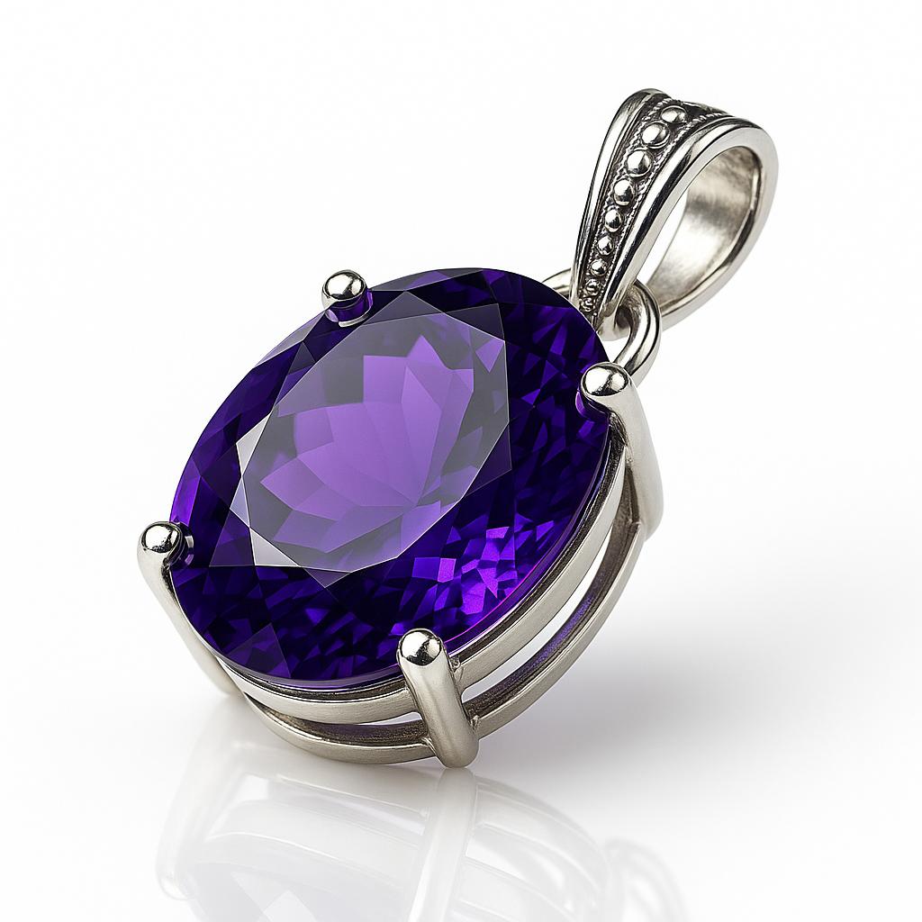 37Ct Certified Natural Purple Tourmaline Pendant Oval Cut 925 Sterling Silver AI-23-NS