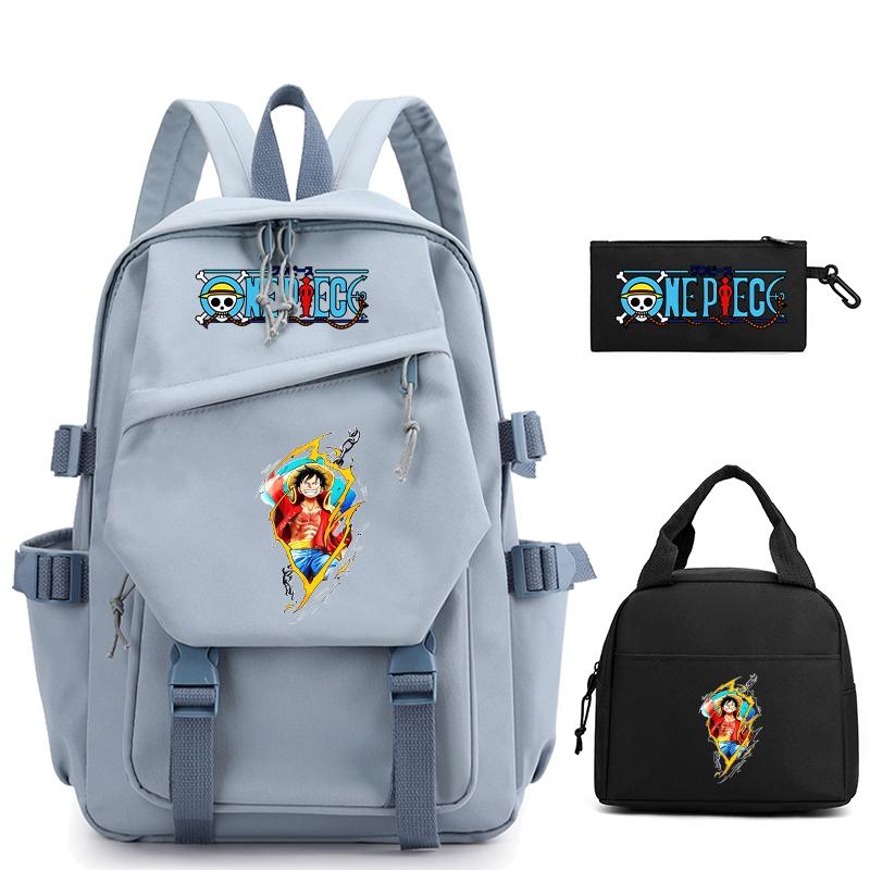 3 шт./компл., цельный нейлоновый рюкзак в стиле аниме с сумкой для обеда для девочек и мальчиков, школьный рюкзак для мужчин и женщин, дорожная сумка для отдыха