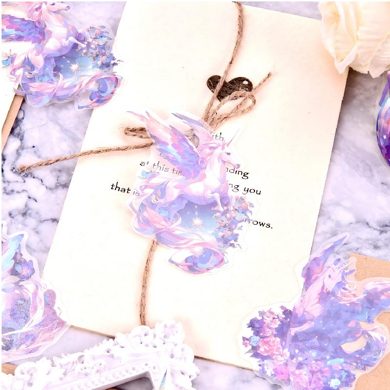 5 styles 100pcs A dream unicorn series shell light PET material DIY sticker Junk Journal Supplies handmade Scrapbooking Material