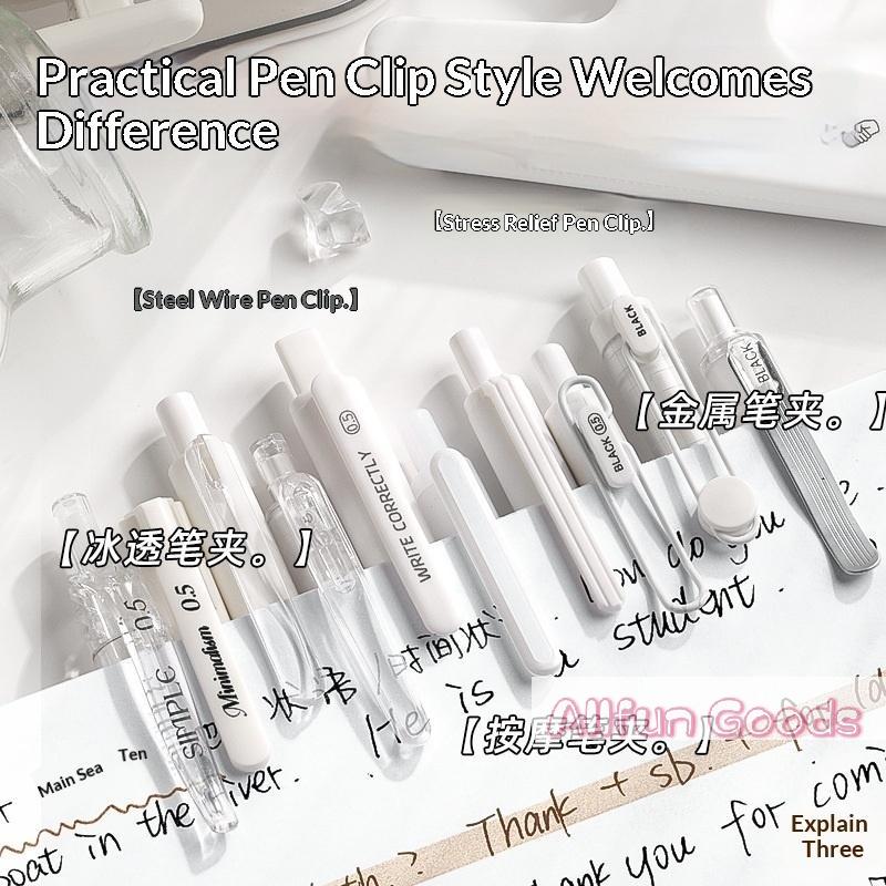 5pcs Retractable Gel Pen Korean Fashion Simplicity Transparent Writing Pen Quick Drying ST/CS Tip 0.5mm Black Ink Scrapbook Pen