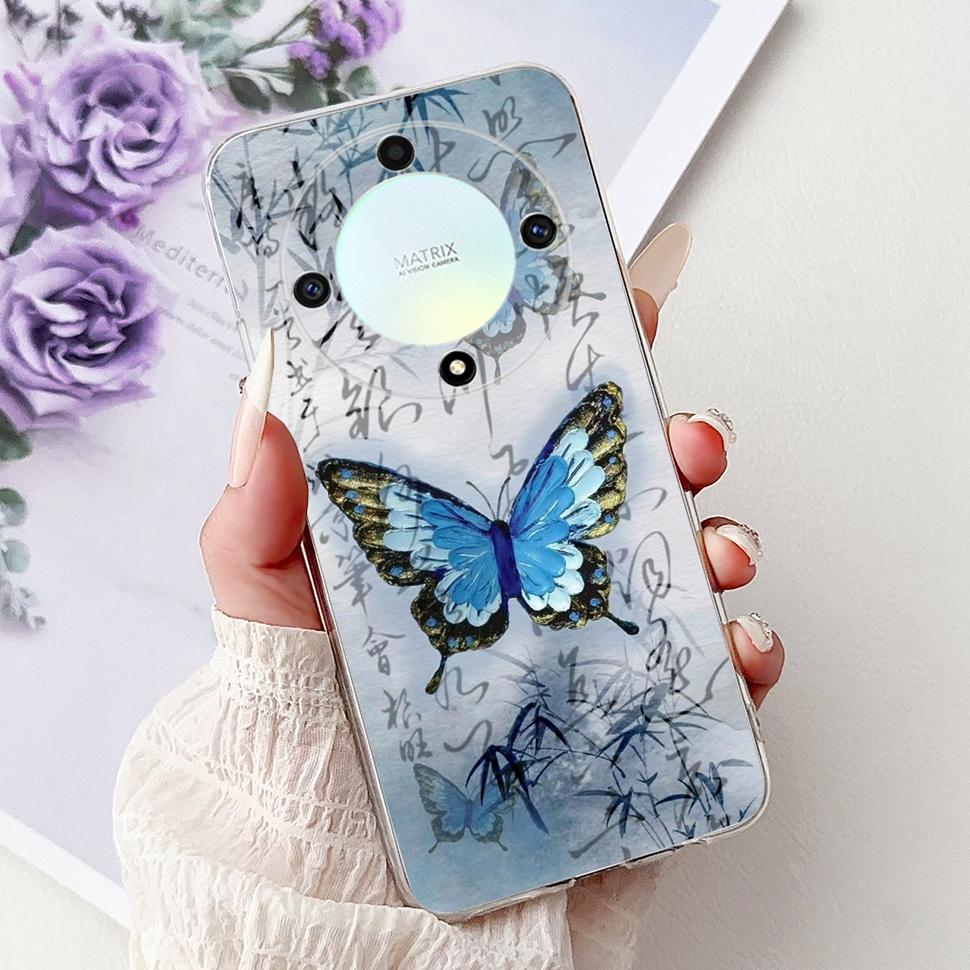 Чехол для Honor X9b 5G Цветок Бабочка Расписной Чехол Мягкий Силиконовый Корпус Для Honor X9 X9 b HonorX9b 5G Чехол для Телефона