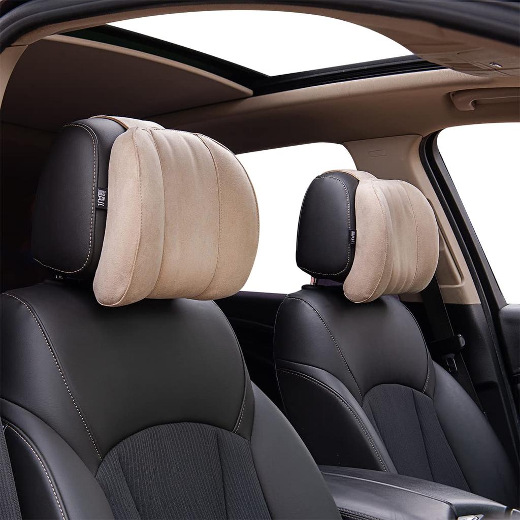 Подушка Forbell Car Memory Foam идеально подходит для шеи в автомобиле благодаря кожаной поверхности и внутренней части из пеноматериала с эффектом памяти, что снижает нагрузку на шею даже при долгом сидении.