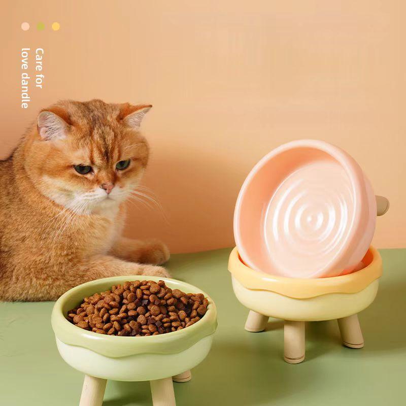 Plastic Donut-shaped 4-corner Anti-neck Spine Cat Bowls With Raised Stand Cat Small Dog Food Water Bowls Nonslip Pet Feeder Bowl