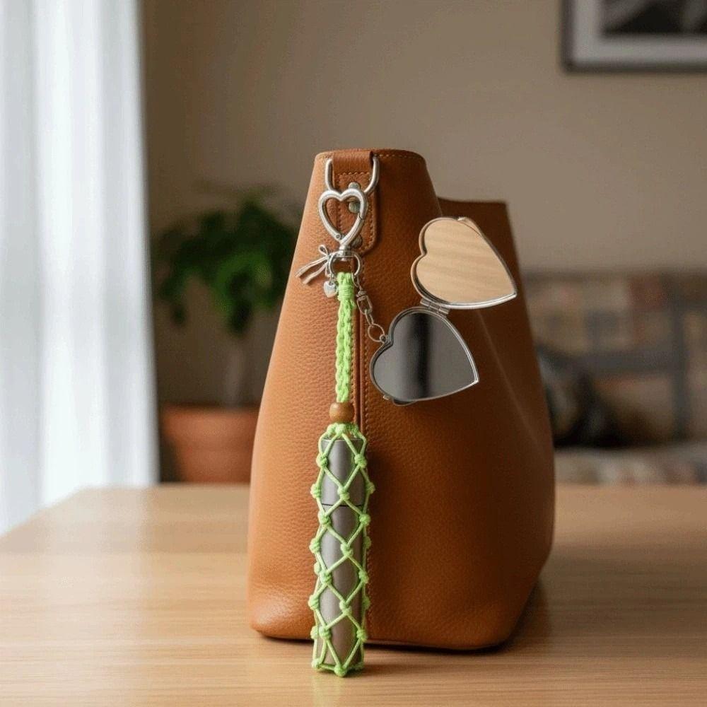 Wax Thread Net Pocket Lipstick Bag Keychain Mini Lipsalve Cover Key Ring Bag Pedant