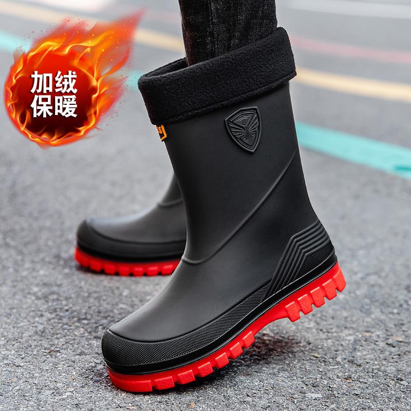 Fashion Men's Waterproof Shoes Rain Boots Medium Tube Korean Version Japanese Rubber Shoes Foot Cover Adult Foreign Trade Export