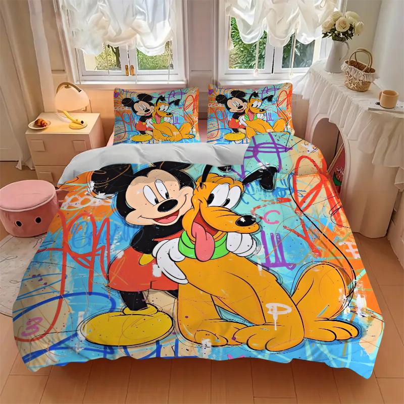 Mickey Pluto Friendship Print 3Pcs Bedding Setduvet Cover With 2 Bedropillowcase Home Birthday Gift