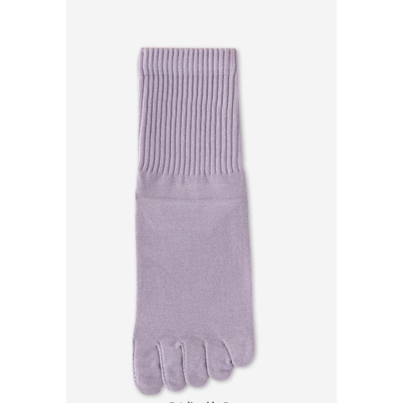 Женские весенние носки с пятью пальцами, однотонные влагопоглощающие хлопковые носки средней длины, бесшовно сшитые, не скатывающиеся, с разделением пальцев