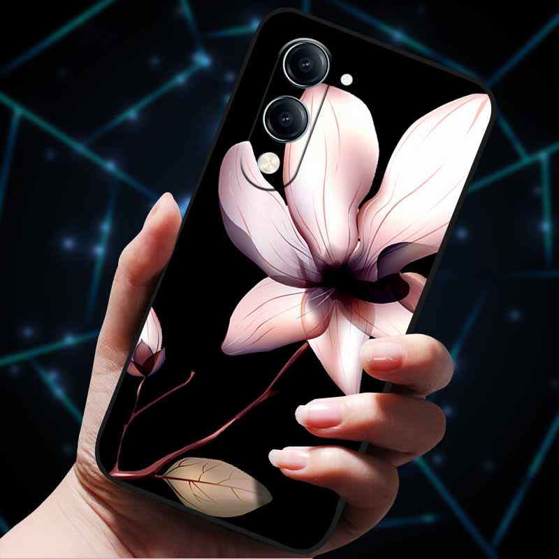 For Vivo Y04 4G Case Soft Silicone Bumper 3D Flowers Emboss Phone Cases for Vivo Y04 4G Back Cover Shell VivoyY04 4G Bag
