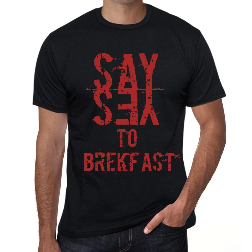 Men’s Vintage Tee Shirt Graphic T Shirt Say Yes To BREKFAST Deep Black