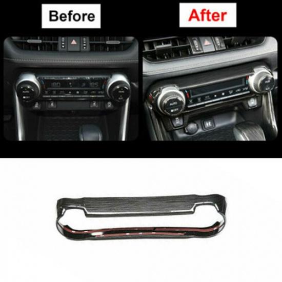 Black Brushed Air Condition Button Switch Cover Trim For Toyota RAV4 2019-2024