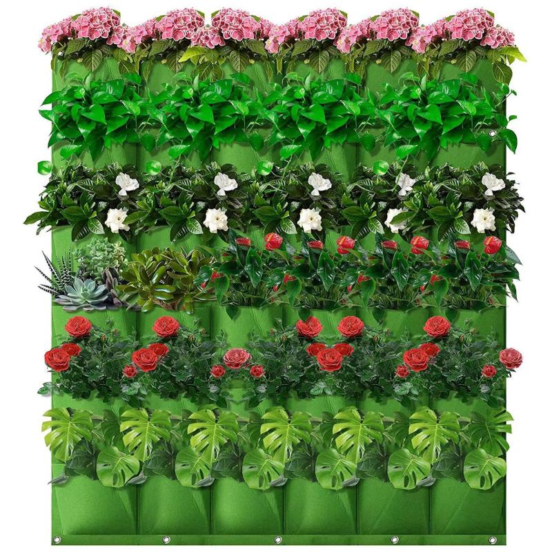 Мешок для выращивания растений, подвесной цветочный горшок, вертикальная зеленая стена, посадка трав для садовой террасы, забора