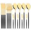 16 Pcs Mirror Black Gold Stainless Steel Cutlery Set Christmas Tableware Dinnerware Set Knife Spoons Cake Fork Home Silverware