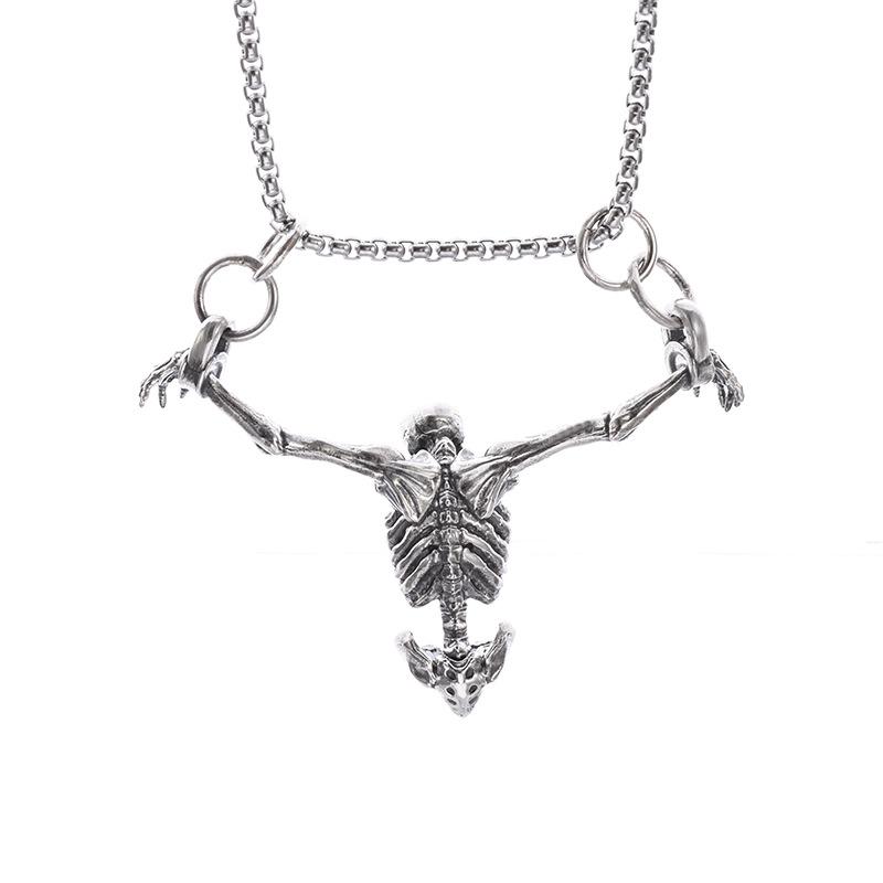 New Design European and American Halloween Punk Style Crucifixion Skull Jewelry Necklace Pendant