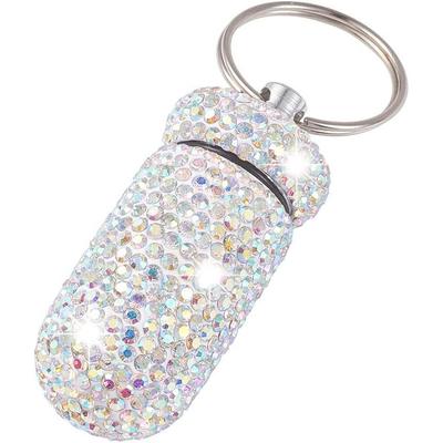 Брелок для лекарств, органайзер для бутылок, коробка для таблеток, держатель для планшета, сверкающий тонкий флакон со стразами из алюминиевого сплава для женщин