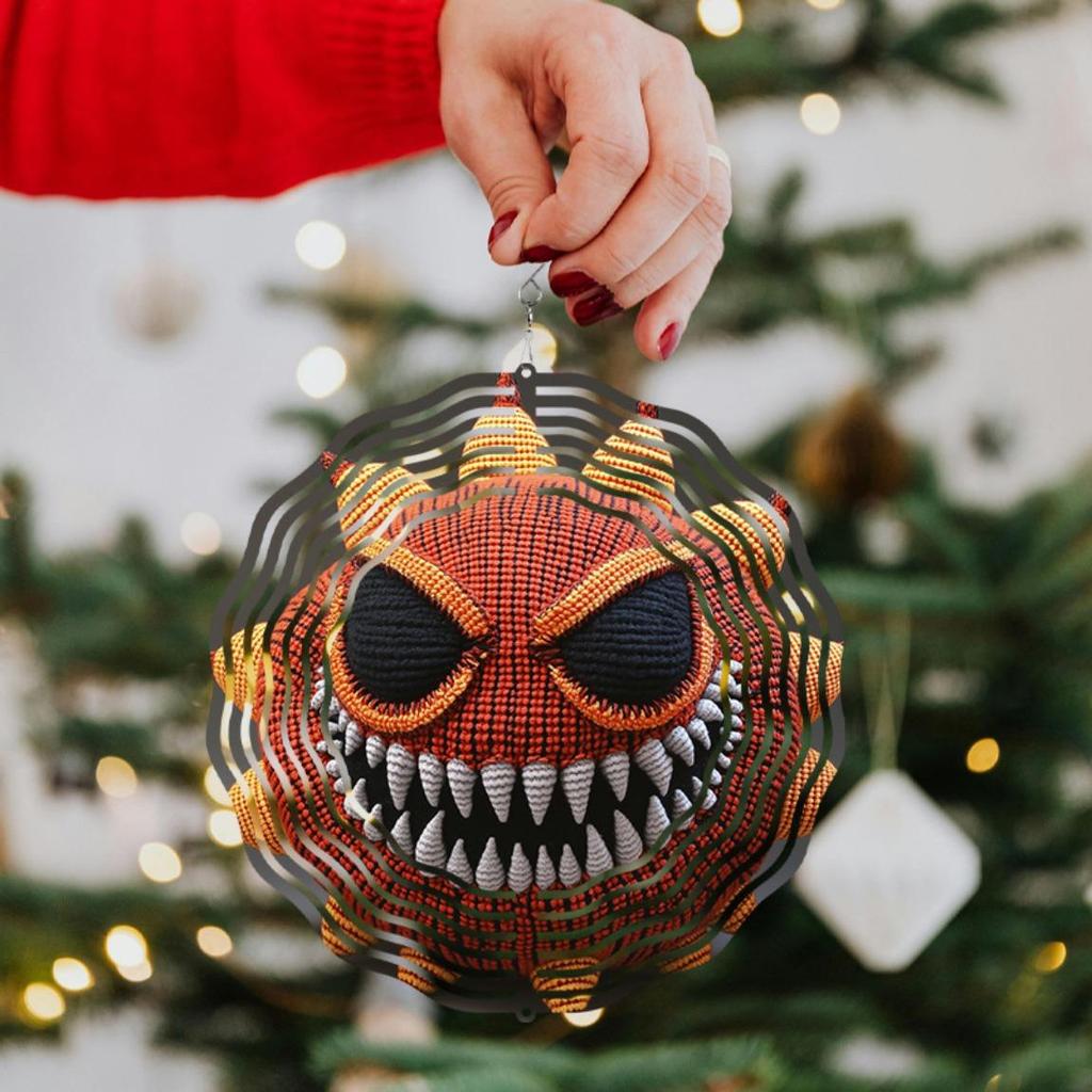 Orange Black Wind Chime Outdoor Garden Decor No Electricity Needed Wall Hanging 3D Woven Wind Bell for Yard Patio Home Gift Halloween Thanksgiving