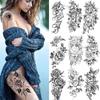 1 PCS 210*114MM Sexy Flower Pattern Designs Temporary Black Rose Tattoos for Women   Waterproof Fake Tattoos for Arm Body Art Sleeve Body Sticker