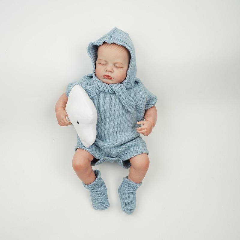 45 Cm Cloth Body Reborn Toddler Dolls LouLou Cute Lifelike Sleeping Newborn Babies Doll for Boy Hand Draw Hair Simulation Dolls Children's Day Present