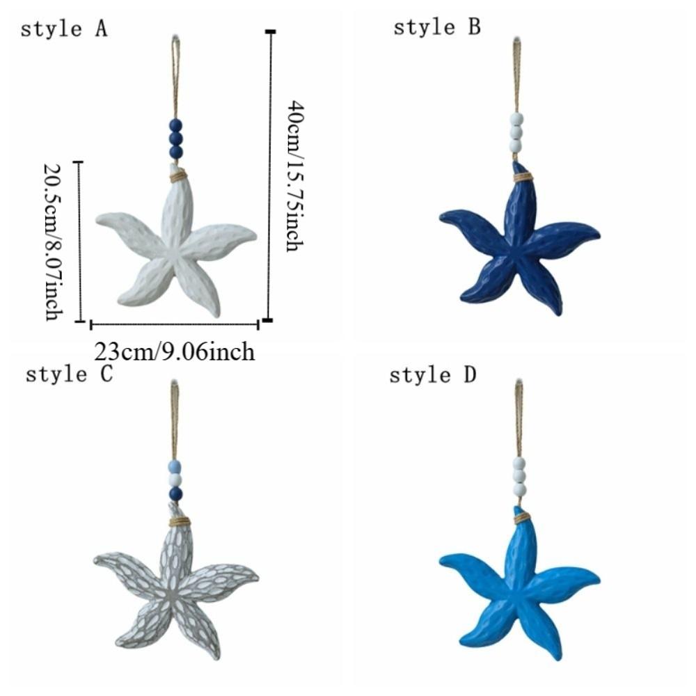 Romantic Nautical Decor Hanging Background Wall Decoration Wooden Starfish Pendants  Living Room