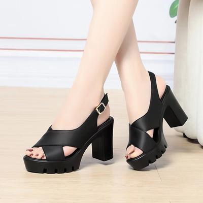 6,5 см 8,5 см Элегантные Удобные Босоножки на Толстой Платформе 2025 Лето Кожаная Обувь Босоножки на Блочном Высоком Каблуке Офисная Модель