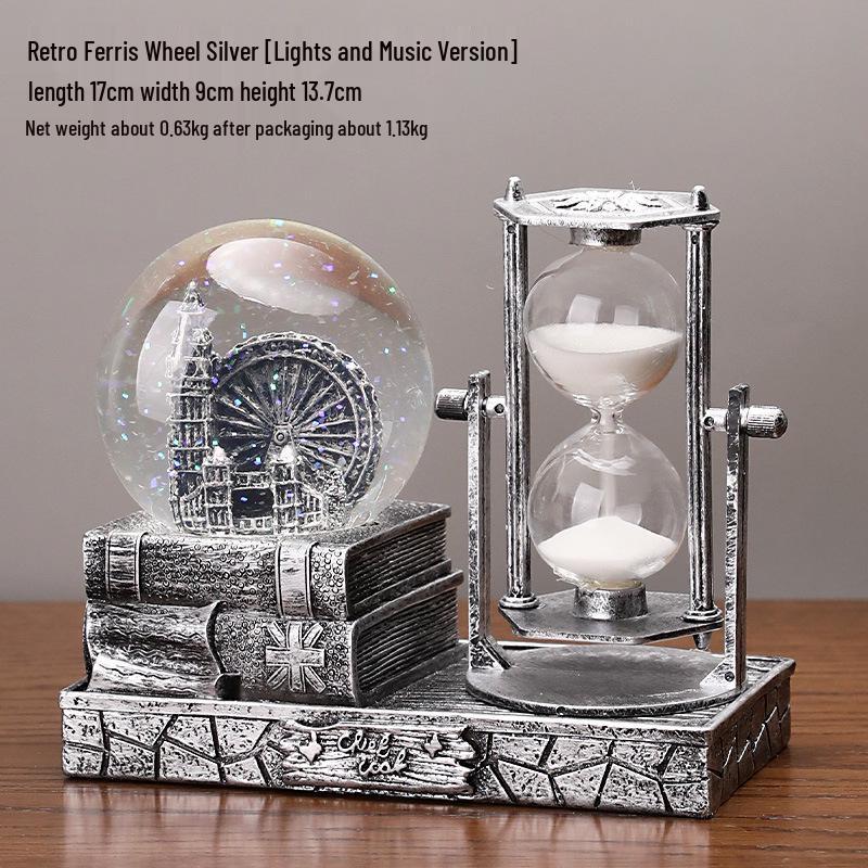 Хрустальный шар Эйфелева башня песочные часы - Светящийся подарок студенту, Полимерное настольное украшение