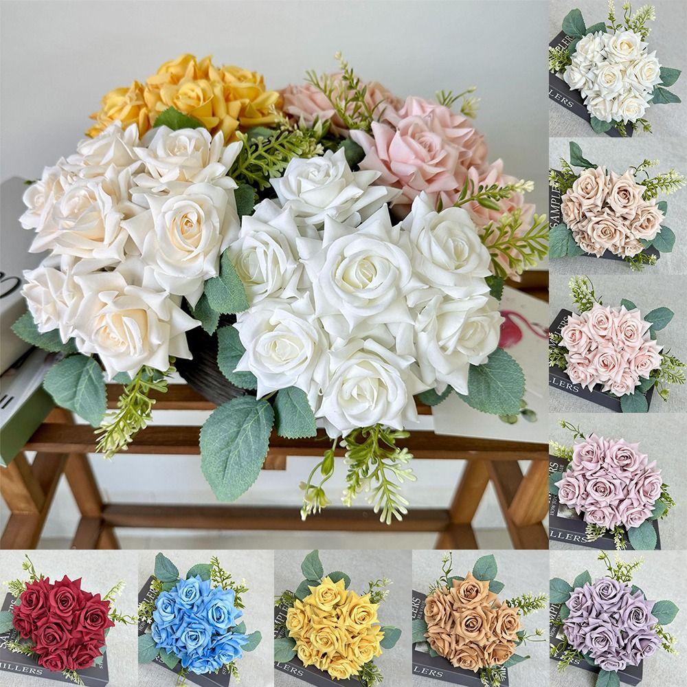 Multicolor Artificial Flower Rose Silk Petal Faux Rose Flower NEW Flower Bouquet  Party Supplies
