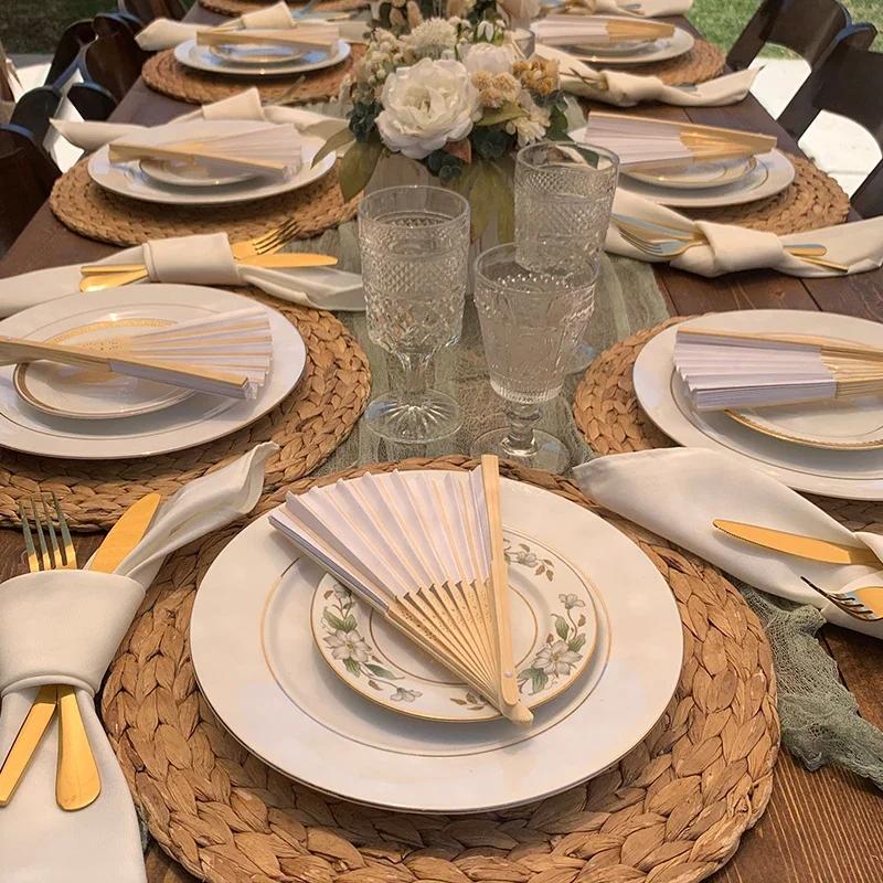 10/20/30 шт. Белый складной бумажный веер, портативный китайский бамбуковый веер, свадебные подарки для гостей, украшение на день рождения, детская живопись