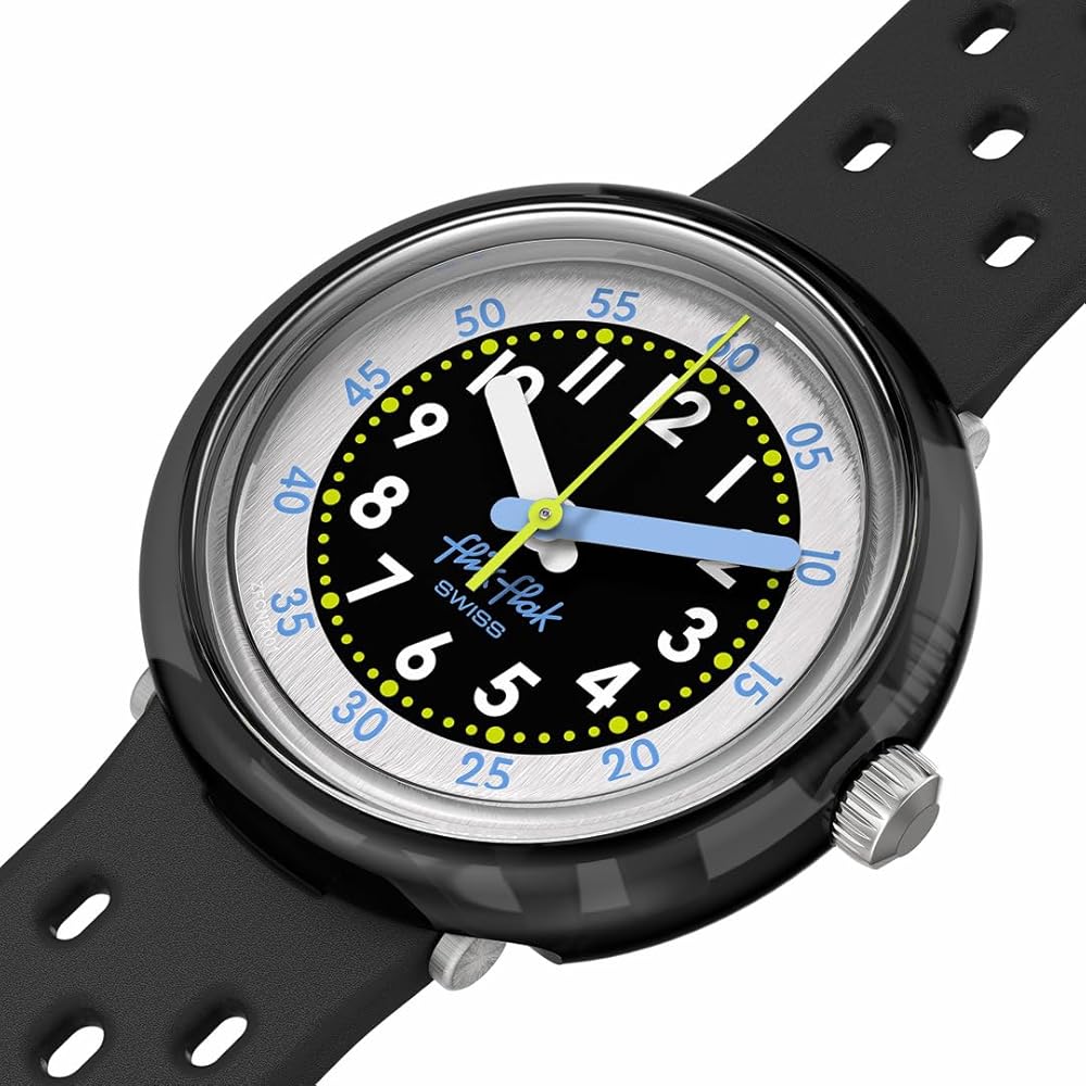 Детские часы Flik Flak Fizz в стиле Black Watch (FCNP001), Унисекс, Черный