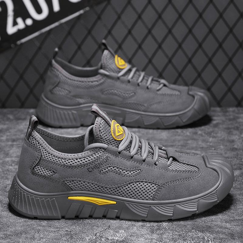 2025 Spring New Men's Shoes Mesh Breathable Casual Labor Protection Shoes Fashionable and Versatile Outdoor Travel Shoes Dirt-Resistant Single Shoes