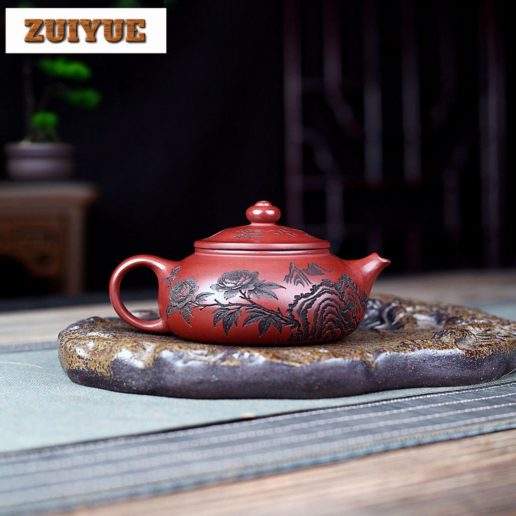 180ml Yixing Purple Clay Teapots Artists Handmade Han Jiang Pot Raw Ore Dragon's Blood Sand Tea Making Kettle Zisha Tea Set Gift